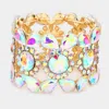 Fashnzfab Teardrop Round Stone Stretch Evening Bracelet Ab, Gold In Multi