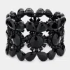 Fashnzfab Teardrop Round Stone Stretch Evening Bracelet Jet Black In Black