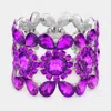 Fashnzfab Teardrop Round Stone Stretch Evening Bracelet Purple In Purple