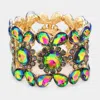 Fashnzfab Teardrop Round Stone Stretch Evening Bracelet Vitrail Medium In Multi