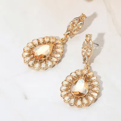 Fashnzfab Teardrop Stone Accent Dangle Evening Earrings - Gold, Lt Col Topaz