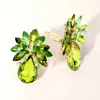 Fashnzfab Teardrop Stone Accented Clip On Evening Earrings In Metallic