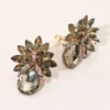 Fashnzfab Teardrop Stone Accented Clip On Evening Earrings In Multi