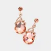 Fashnzfab Teardrop Stone Accented Dangle Evening Earrings - Peach In Brown