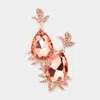 Fashnzfab Teardrop Stone Accented Dangle Evening Earrings - Peach, Rose Gold In Gold