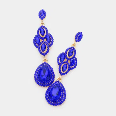 Fashnzfab Teardrop Stone Accented Dangle Evening Earrings In Blue