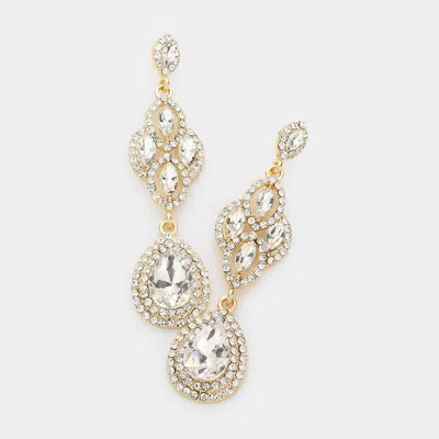 Fashnzfab Teardrop Stone Accented Dangle Evening Earrings In Silver