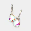 Fashnzfab Teardrop Stone Accented Evening Earrings - Ab, Silver In Silver