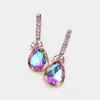 Fashnzfab Teardrop Stone Accented Evening Earrings - Violet In Multi