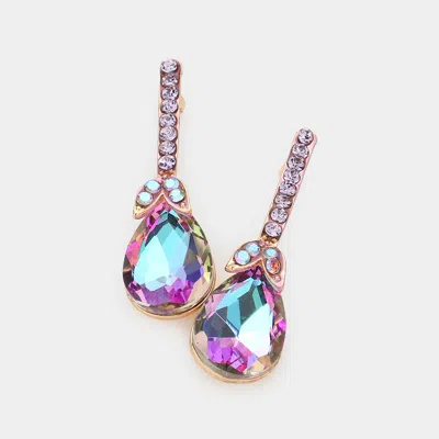 Fashnzfab Teardrop Stone Accented Evening Earrings - Violet In Multi