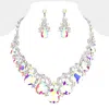 Fashnzfab Teardrop Stone Accented Evening Necklace - Ab, Rhodium In Multi