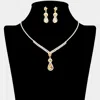 Fashnzfab Teardrop Stone Accented Evening Necklace - Gold, Lt Col Topaz In Gold