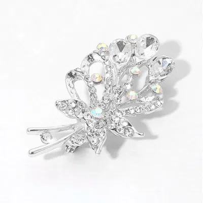 Fashnzfab Teardrop Stone Accented Flower Bouquet Pin Brooch In Gold