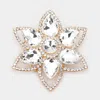 Fashnzfab Teardrop Stone Accented Flower Pin Brooch In Gold