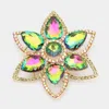 Fashnzfab Teardrop Stone Accented Flower Pin Brooch In Multi