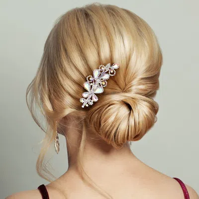 Fashnzfab Teardrop Stone Accented Hair Comb In Gold