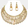 Fashnzfab Teardrop Stone Accented Marquise Round Stone Embellished Chunky Collar Evening Necklace - Gold, Lt C In Multi