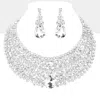 Fashnzfab Teardrop Stone Accented Marquise Round Stone Embellished Chunky Collar Evening Necklace In Metallic