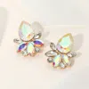 Fashnzfab Teardrop Stone Accented Marquise Stone Embellished Evening Earrings - Ab, Gold, Purple In Multi
