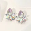 Fashnzfab Teardrop Stone Accented Marquise Stone Embellished Evening Earrings - Ab, Silver, Vitrail Light In Metallic