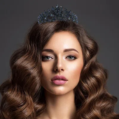 Fashnzfab Teardrop Stone Accented Marquise Stone Embellished Queen Pageant Tiara In Multi