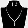 Fashnzfab Teardrop Stone Accented Rhinestone Necklace In Nude