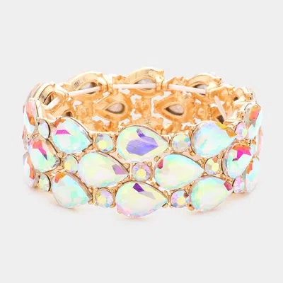 Fashnzfab Teardrop Stone Accented Stretch Evening Bracelet Ab, Gold