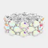 Fashnzfab Teardrop Stone Accented Stretch Evening Bracelet Ab, Silver In Multi