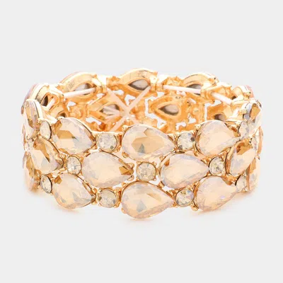 Fashnzfab Teardrop Stone Accented Stretch Evening Bracelet Lt Col Topaz In Multi