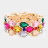 Fashnzfab Teardrop Stone Accented Stretch Evening Bracelet Multi In Multi