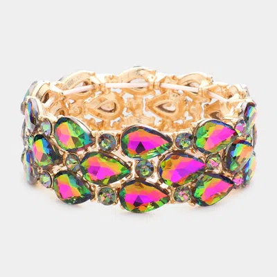Fashnzfab Teardrop Stone Accented Stretch Evening Bracelet Vitrail Medium In Multi