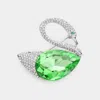 Fashnzfab Teardrop Stone Accented Swan Brooch In Green