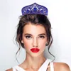 Fashnzfab Teardrop Stone Cluster Accent Intricate Design Crown Tiara In Blue