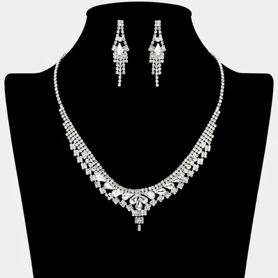 Fashnzfab Teardrop Stone Cluster Accent Rhinestone Paved Necklace In Multi