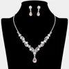 Fashnzfab Teardrop Stone Cluster Accent Rhinestone Paved Y Shape Necklace - Ab, Silver In Metallic