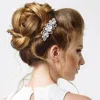 Fashnzfab Teardrop Stone Cluster Accented Flower Pointed Hair Comb In Metallic