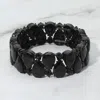 Fashnzfab Teardrop Stone Cluster Beaded Stretch Evening Bracelet Black, Jet Black In Multi