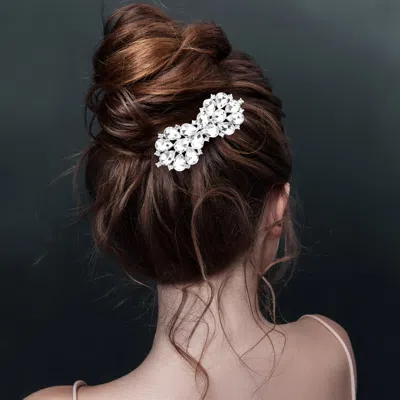 Fashnzfab Teardrop Stone Cluster Bow Hair Comb In Black
