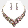 Fashnzfab Teardrop Stone Cluster Collar Evening Necklace In Gold