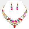 Fashnzfab Teardrop Stone Cluster Collar Evening Necklace In Gold