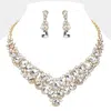 Fashnzfab Teardrop Stone Cluster Collar Evening Necklace In Gold