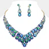 Fashnzfab Teardrop Stone Cluster Collar Evening Necklace In Multi