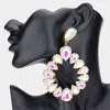 Fashnzfab Teardrop Stone Cluster Dangle Evening Earrings - Ab, Gold In Multi