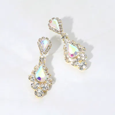 Fashnzfab Teardrop Stone Cluster Dangle Evening Earrings In Multi