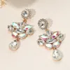 Fashnzfab Teardrop Stone Cluster Dangle Marquise Stone Cluster Embellished Drop Evening Earrings In Multi