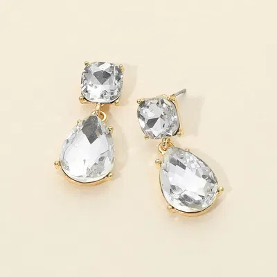 Fashnzfab Teardrop Stone Cluster Drop Dangle Evening Earrings In Gold