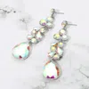 Fashnzfab Teardrop Stone Cluster Drop Evening Earrings In Multi