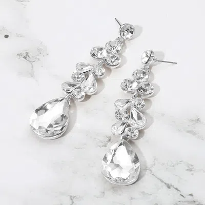 Fashnzfab Teardrop Stone Cluster Drop Evening Earrings In Multi