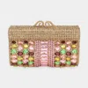Fashnzfab Teardrop Stone Cluster Embellished Bling Clutch / Tote / Shoulder Bag In Multi