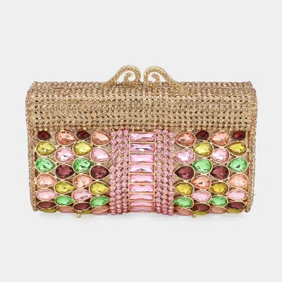 Fashnzfab Teardrop Stone Cluster Embellished Bling Clutch / Tote / Shoulder Bag In Multi